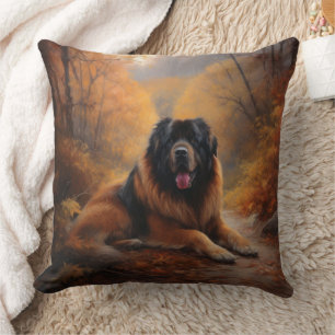 Coussin Le Mastiff tibétain en automne les feuilles automn