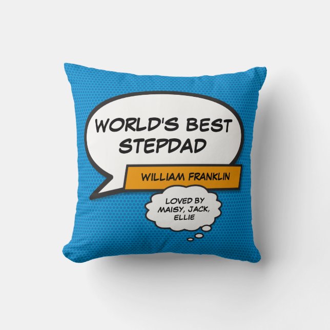 Coussin Le meilleur beau-père du monde, Stepdad Superhero  (Recto)