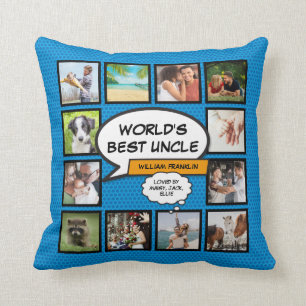 Coussin Le meilleur Cool d'oncle du monde en photo-collage