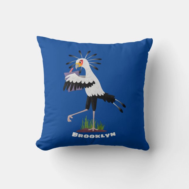 Coussin Le mignon secrétaire oiseau écrire des notes dessi (Recto)