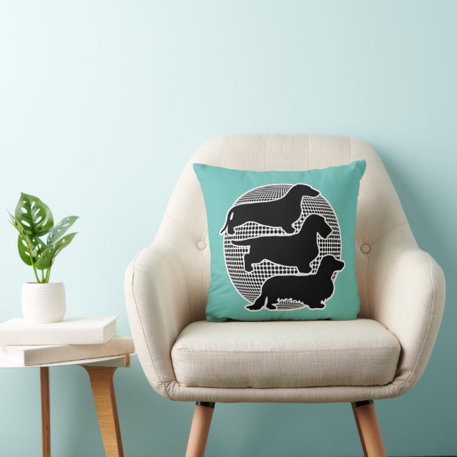 Coussin Le Monde De 3 Dachshunds différents 2 (Chaise)