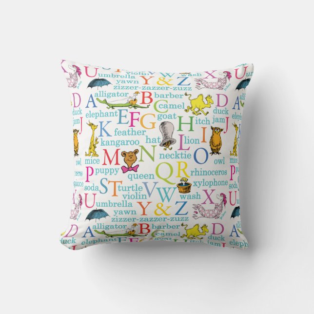 Coussin Le Motif ABC du Dr Seuss avec des mots (Recto)
