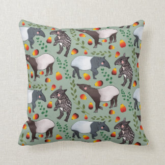 Coussin Le Motif animal du Tapir de Malaisie vert et noir