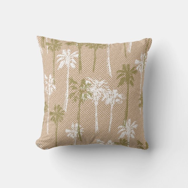 Coussin Le Motif Beach Green et White Palm Tree (Recto)