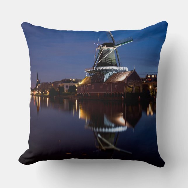 Coussin Le moulin à vent de Leidschendam avec réflexion la (Recto)