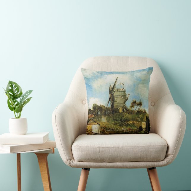 Coussin Le Moulin de la Galette par Vincent van Gogh (Chaise)