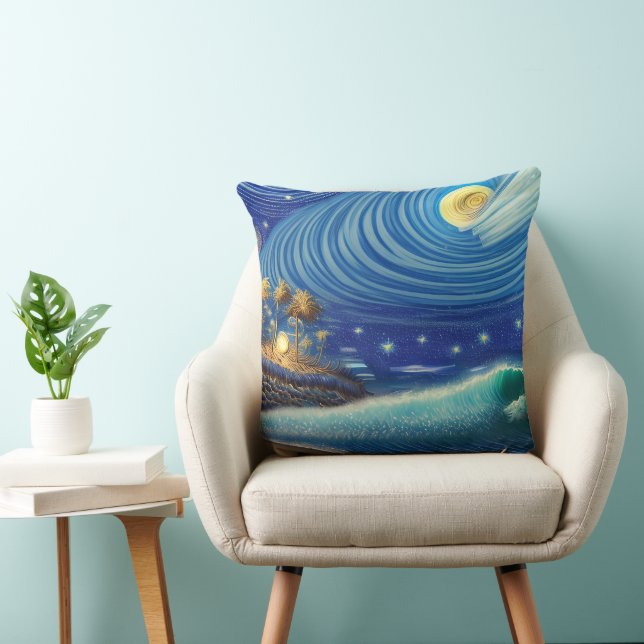 Coussin Le mysticisme d'une vague bleue (Chaise)