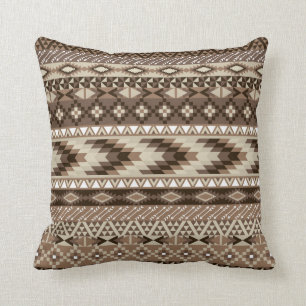 Coussin Le neutre tribal aztèque d'impression brunit le