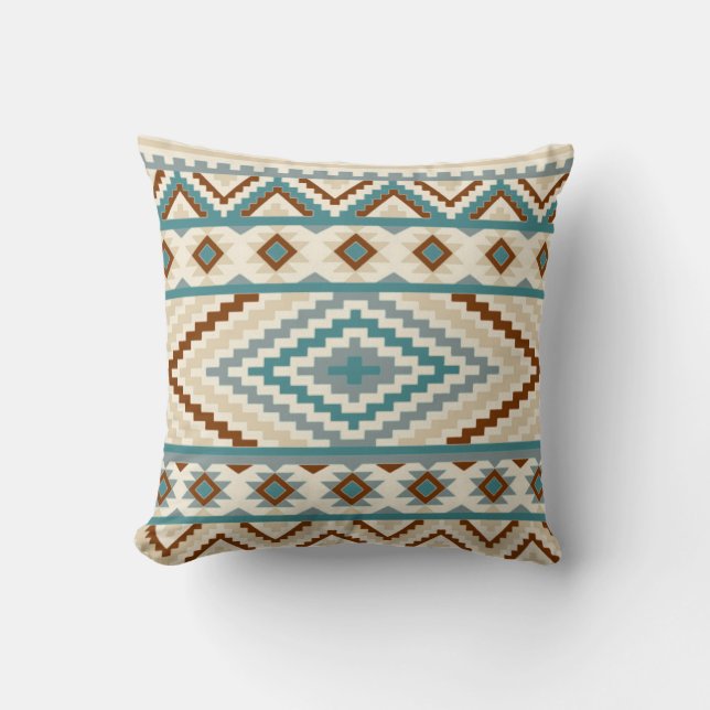 Coussin Le neutre tribal aztèque d'impression brunit Teal (Recto)
