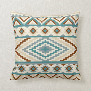 Coussin Le neutre tribal aztèque d'impression brunit Teal