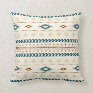 Coussin Le neutre tribal aztèque d'impression brunit Teal