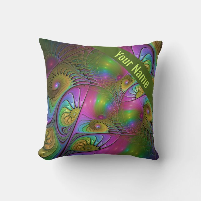 Coussin Le nom de la fractale abstraite trippy lumineuse c (Recto)