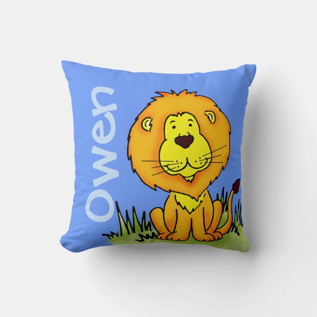 Coussin Le nom de lion et le carré nouveau-né de bleu de (Recto)