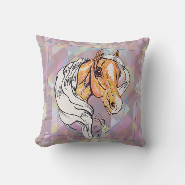 Coussin Le Palomino (géométrique violet rose) (Recto)