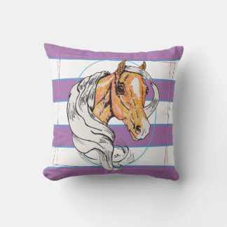 Coussin Le Palomino (rayures violettes, bleues et blanches