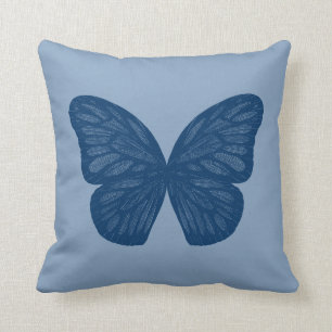 Coussin Le papillon bleu s'envole le carreau