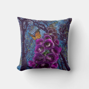 Coussin Le papillon et le foxglove