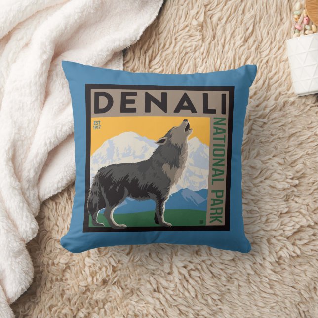 Coussin Le Parc national de Denali | Howling Wolf (Couverture)