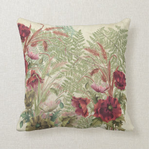 Coussin Le pavot vintage fleurit le blé et le carreau de