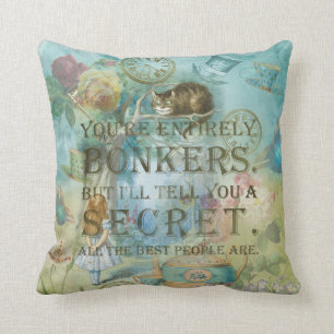 Coussin Le pays des merveilles - folle citation Alice au