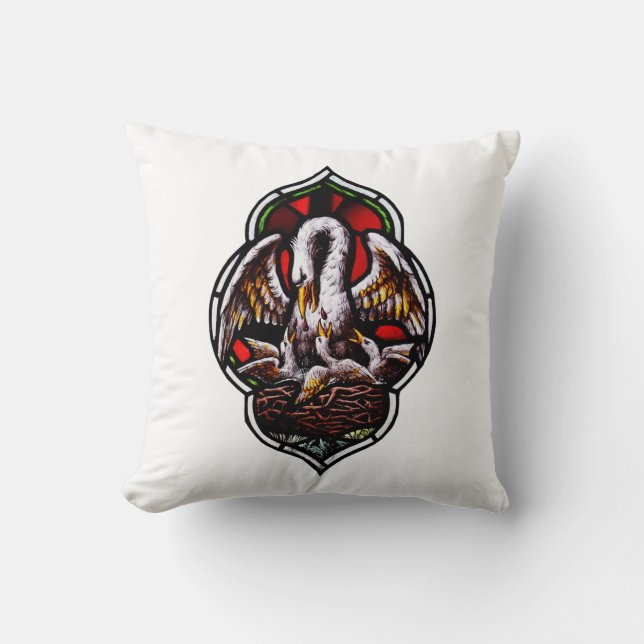 Coussin Le pélican comme symbole chrétien (Recto)
