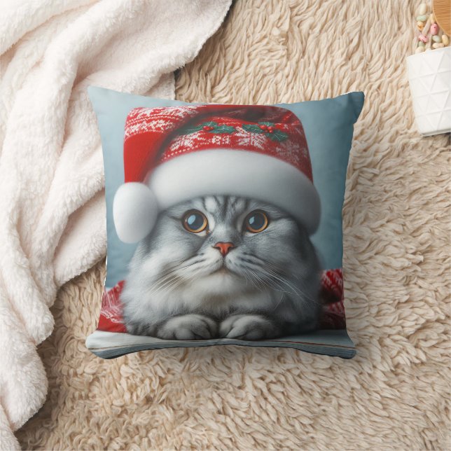 Coussin Le Père Claws arrive en ville - Chat Kitty festif (Couverture)