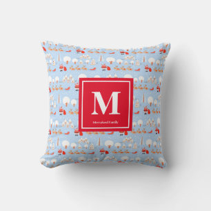 Coussin Le Père Noël arrive avec Reindeer Monogramme V3 Ro