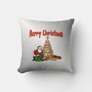 Coussin Le Père Noël avec des jouets sous l'arbre de Noël