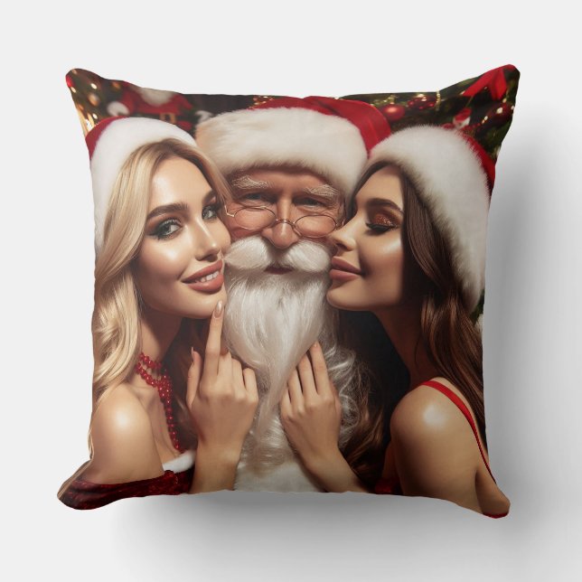Coussin Le Père Noël célèbre Noël.. deux fois ! (Recto)
