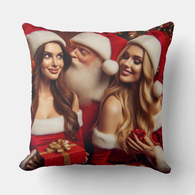 Coussin Le Père Noël célèbre Noël.. deux fois ! (Recto)