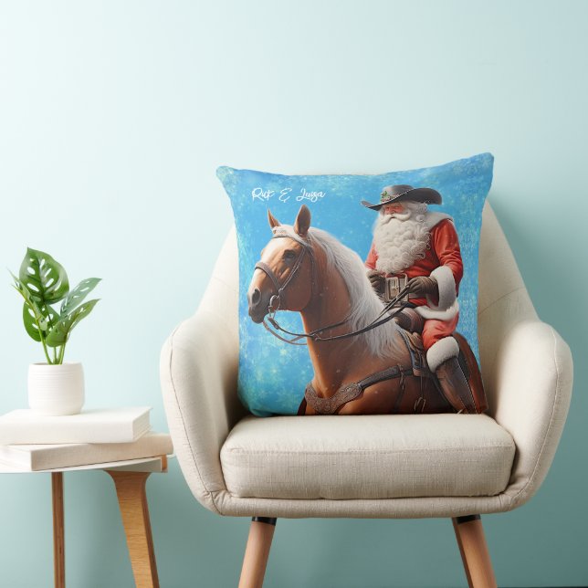 Coussin Le Père Noël dans un Casquette occidental à Noël e (Chaise)