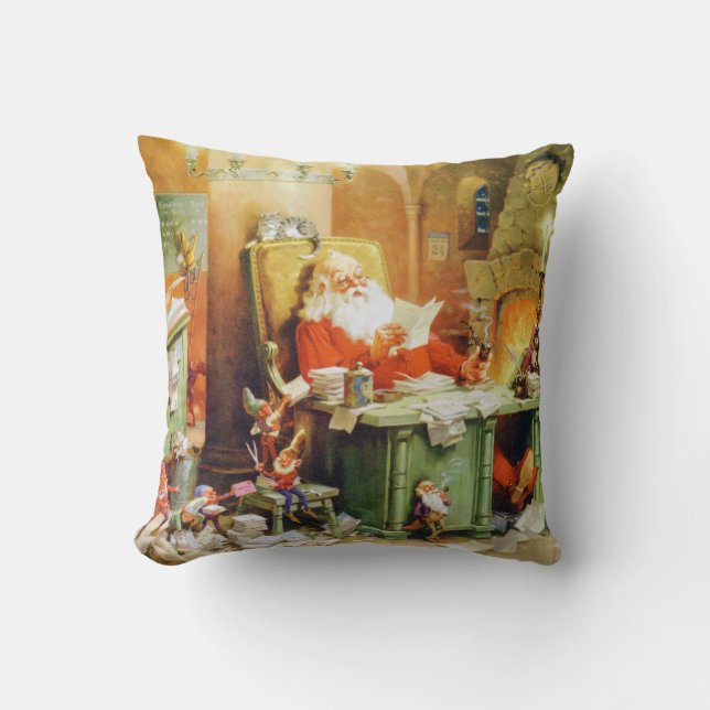 Coussin Le Père Noël et les elfes au pôle Nord (Recto)