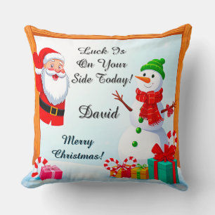 Coussin Le Père Noël et Snowman fêtent Noël