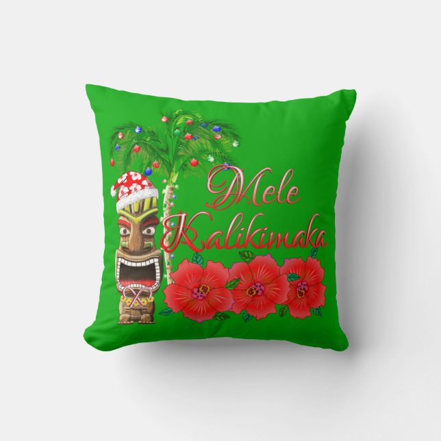 Coussin Le Père Noël Tiki Mele Kalikimaka (Recto)