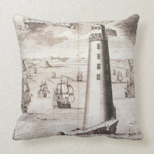 Coussin Le phare d'Eddystone, gravé par Hendrick Hul