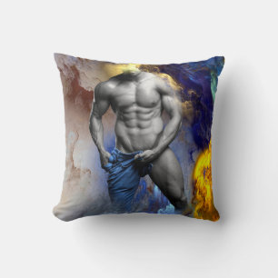 Coussin Le physique d'homme musclé en nuances de gris de S