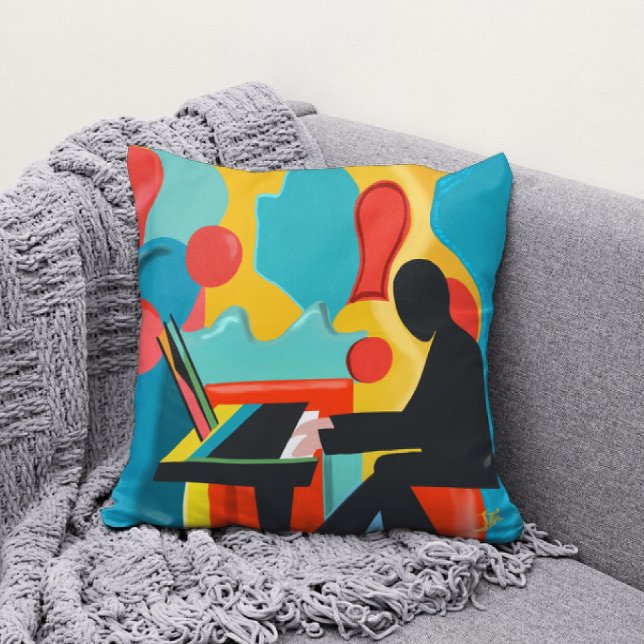 Coussin Le Pianiste - Peinture à l'huile originale (Créateur téléchargé)