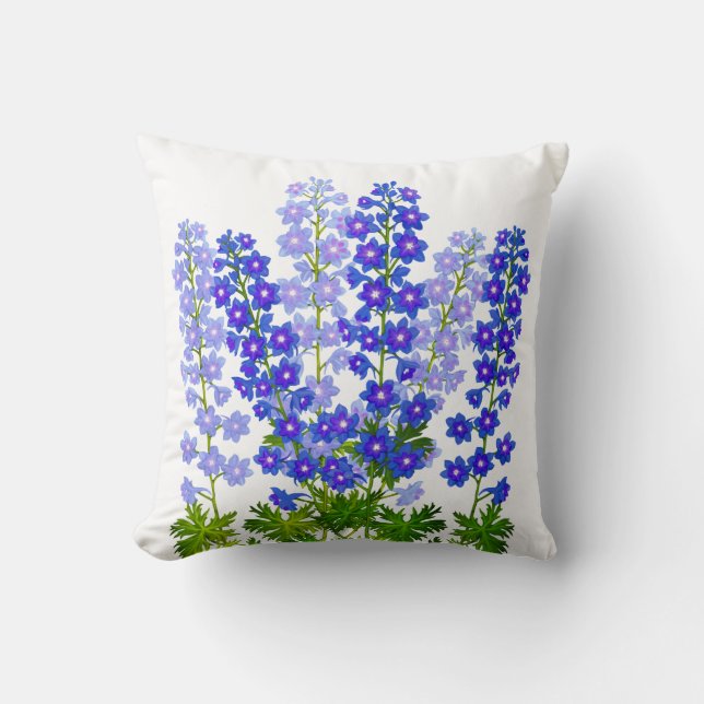 Coussin Le pied-d'alouette bleu de delphinium de jardin (Recto)