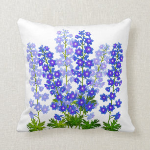 Coussin Le pied-d'alouette bleu de delphinium de jardin