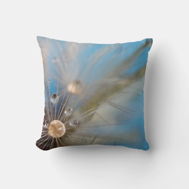 Coussin Le pissenlit du © P Wherrell sème des gouttelettes (Recto)