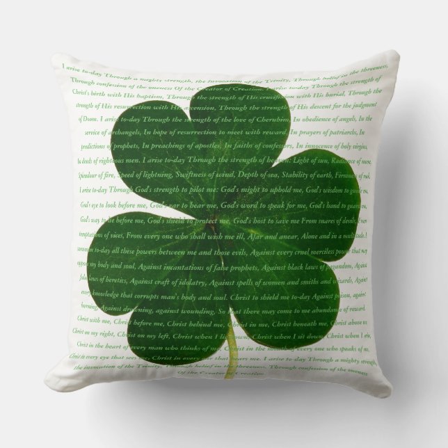 Coussin Le poème irlandais St. Patrick Le Shamrock de cerf (Recto)