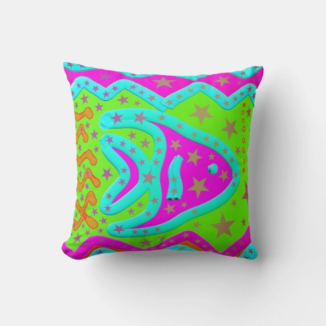 Coussin Le poisson aquatique d'amusement tient le premier (Recto)