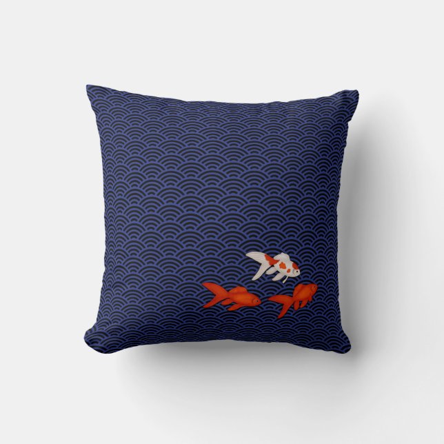 Coussin Le poisson rouge fantastique sur la vague de Seiga (Recto)