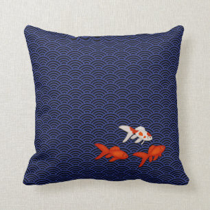 Coussin Le poisson rouge fantastique sur la vague de Seiga