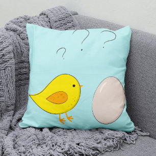 Coussin Le poulet ou l'oeuf mignon dessin animé de Pâques