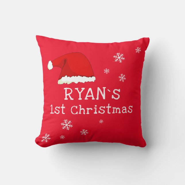 Coussin Le premier flocon de Noël Rouge Père Noël Flocon d (Recto)