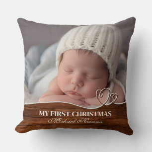 Coussin Le premier Noël de bébé garçon Statistiques de nai