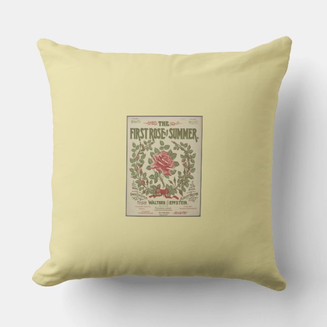 Coussin Le premier Rose de l'été - jaune (Recto)