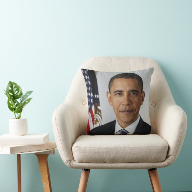 Coussin Le président Barack Obama, 1er mandat Portrait Off (Chaise)