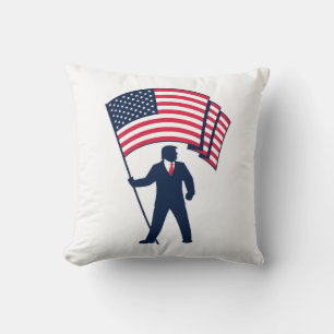 Coussin Le président Trump portant le drapeau des États-Un